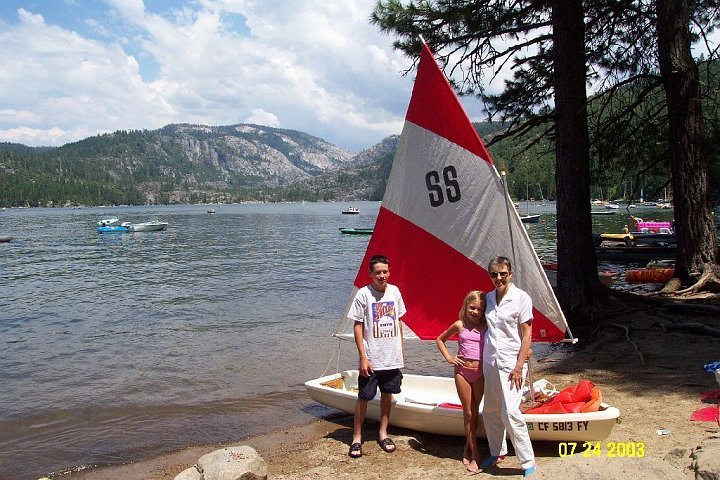 July 2003.jpg - Having a sail at Pinecrest Lake - July 2003